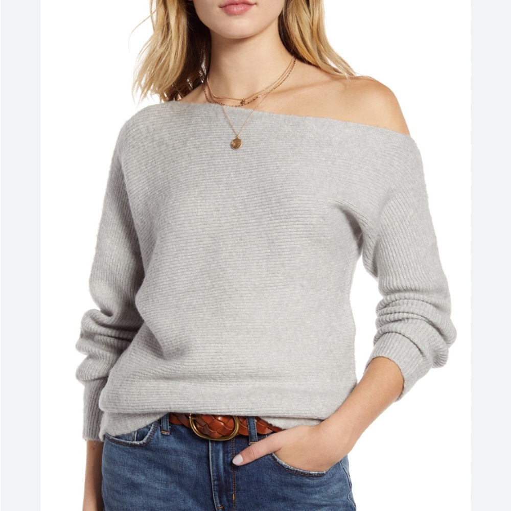 treasure and bond Nordstrom horizontal rib off the shoulder sweater